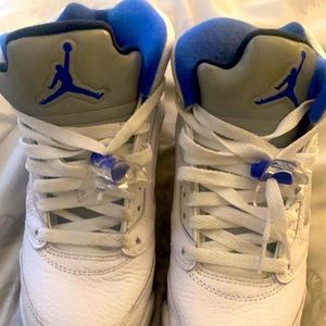 Blue and white Jordans